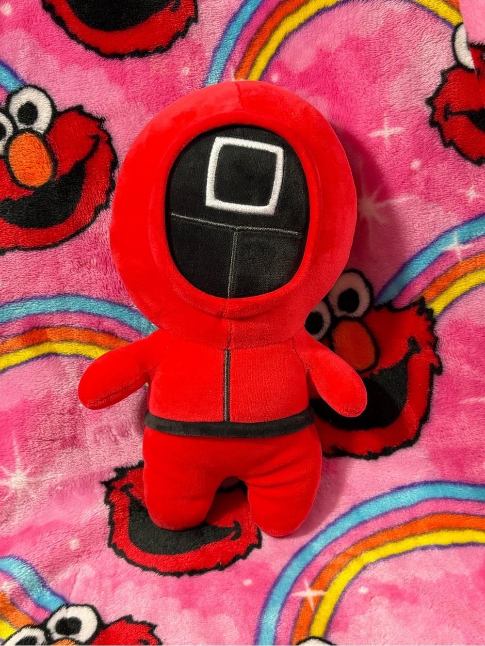 Squid Game Guard Plush Red Mask Doll Square Face Netflix Kawaii Toy
